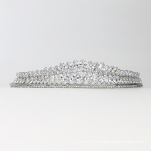 Cocar de casamento de cristal elegante requintado e brilhante acessórios para cabelo de noiva em forma de coroa